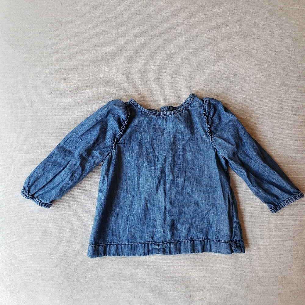 Gap girls denim tunic with ruffle shoulder detail